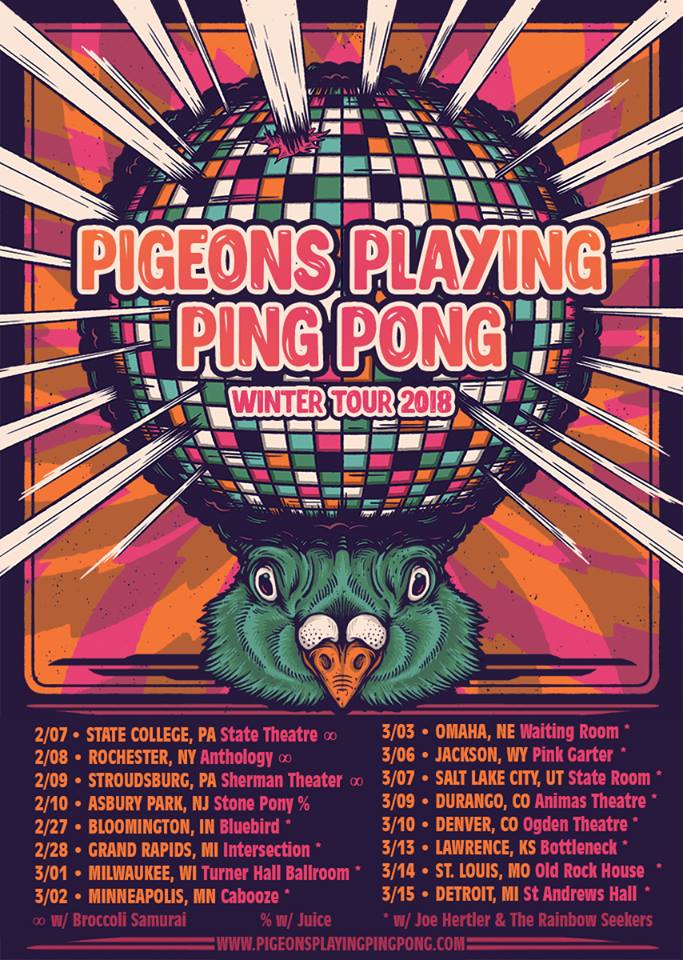 Pigeons Playing Ping Pong Winter 2018 Tour Poster