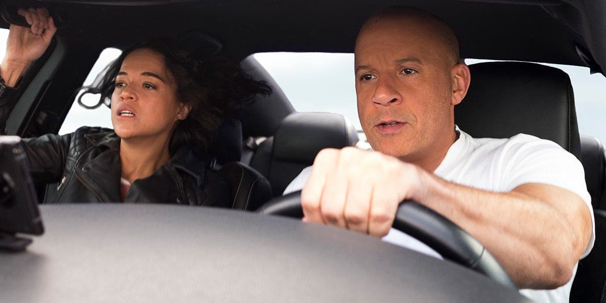 Michelle Rodriguez and Vin Diesel in F9: THE FAST SAGA