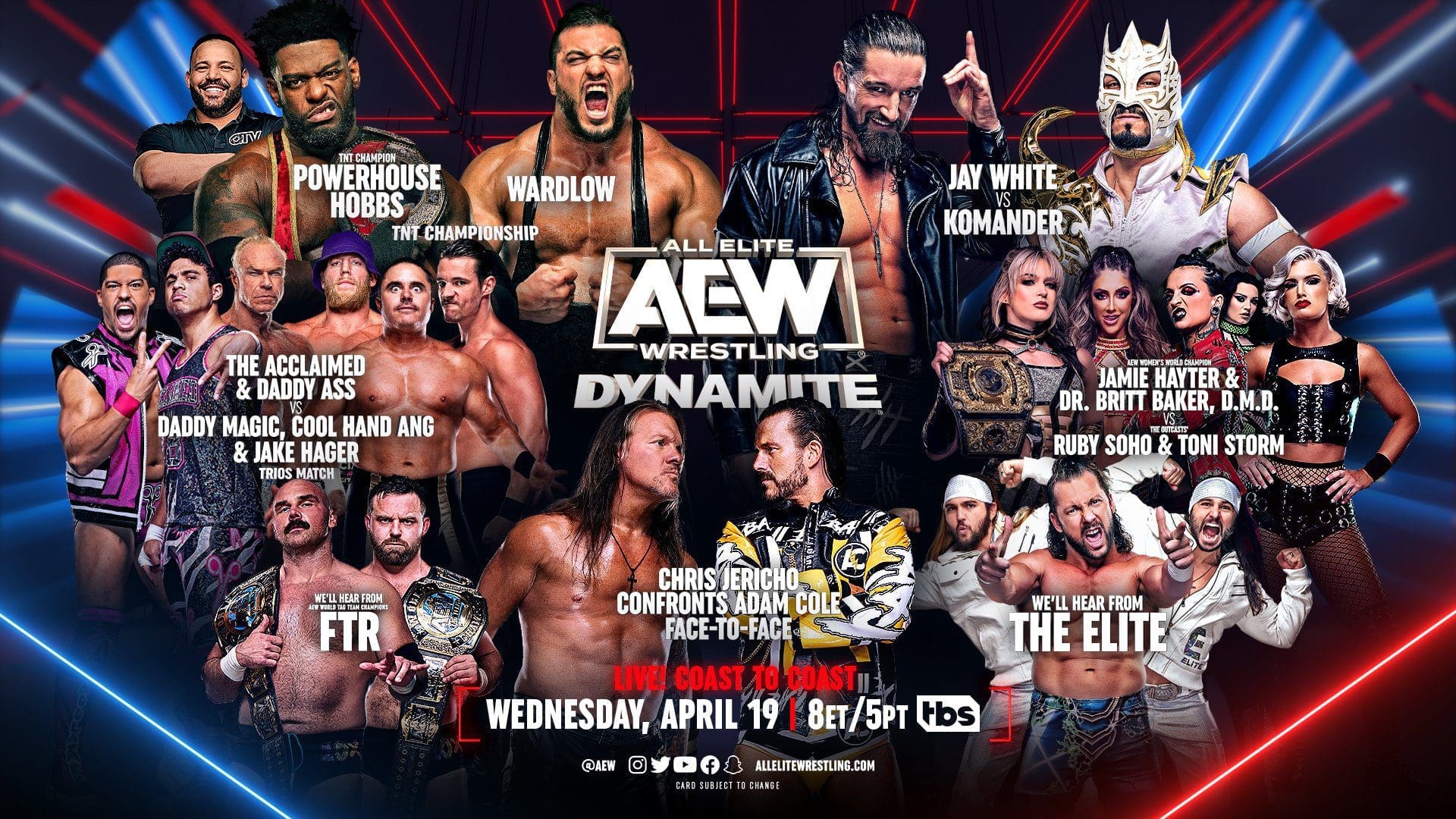 The card for AEW Dynamite April 19, 2023.